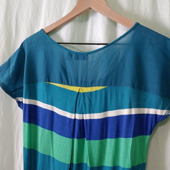 a.n.a t-shirt womens short-sleeve stripes Blue green white Size Small - Picture 3 of 6